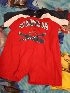 Cardinals Red & Navy Baby Romper - Kids Shirts & Tops